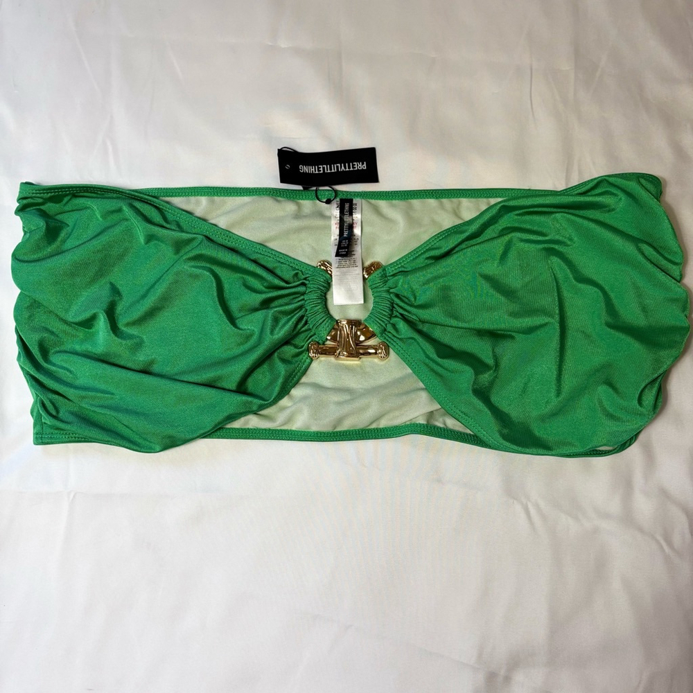 PrettyLittleThing Bikini Top Size US 24 Green & Gold